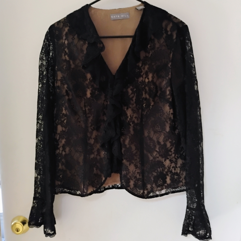 Kate Hill Women's Black Lace Blouse